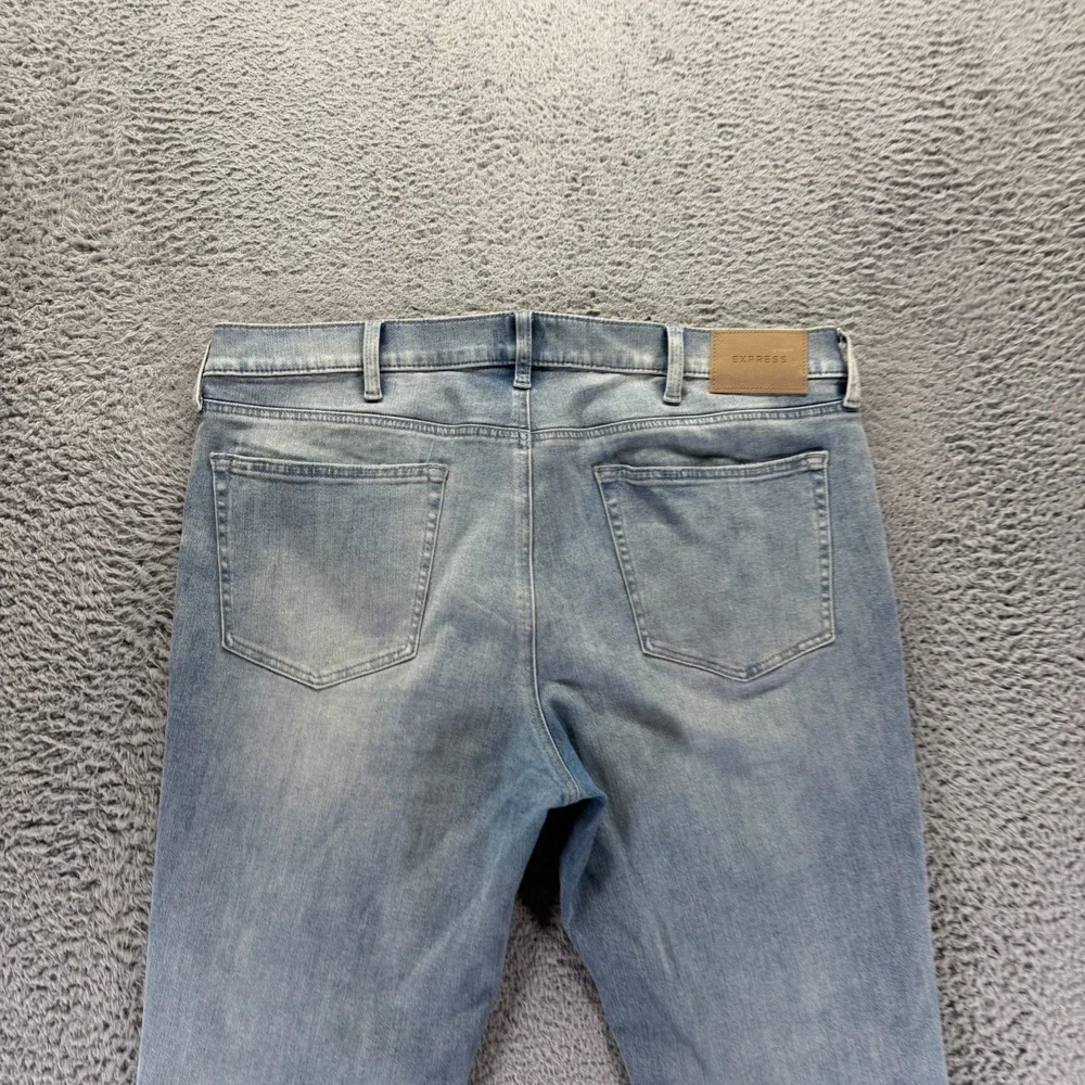 Express Jeans Men's 40x35 Blue Cotton Denim Skinny Leg Faded Workwear Stretch